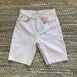 Zara Light Pink Long Jean Shorts